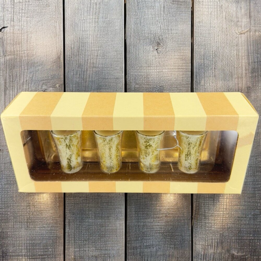Bombay Gold Votives With Tray Glass Candle‎ Holder New In Box Votive Candle Set